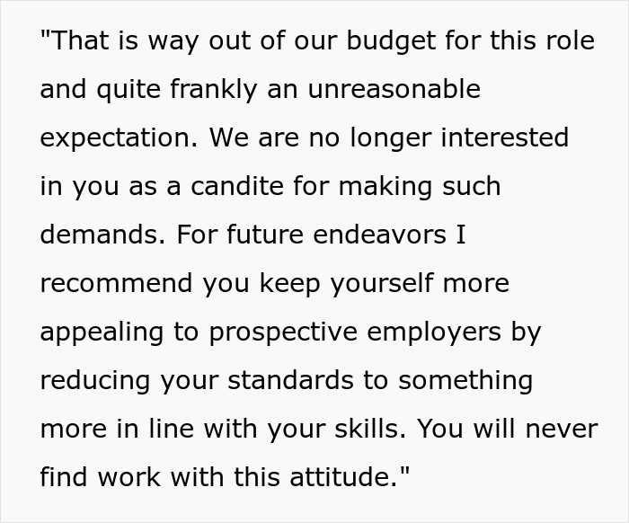 Company Tries To Recruit A Specialist Who's Already Working But Won't Match Her Salary Expectations, Sends Her A Nasty Follow-Up Email