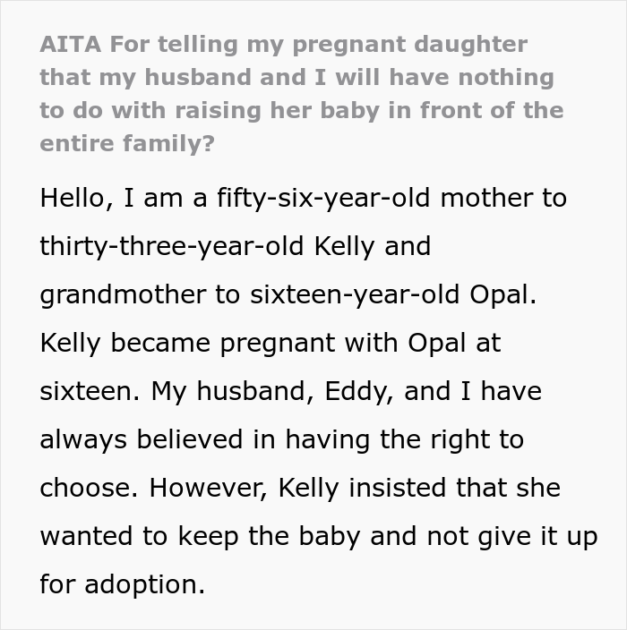 Family Divided After Mom Tells Pregnant Daughter She And Her Husband Will Not Raise The Baby