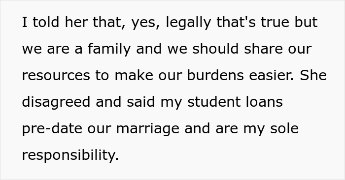 Husband Said No To Wife’s Personal Expenses After She Got A Huge Inheritance, But Didn’t Want To Share It To Pay Off His Student Loans Husband Said No To Wife’s Personal Expenses After She Got A Huge Inheritance, But Didn’t Want To Share It To Pay Off His Student Loans