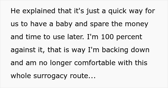 Wife Is 100% Against Her Husband’s Idea To Make Her Sister A Surrogate 'The Traditional Way,' Gets Upset When He Pushes Her To Agree Wife Is 100% Against Her Husband’s Idea To Make Her Sister A Surrogate 'The Traditional Way,' Gets Upset When He Pushes Her To Agree