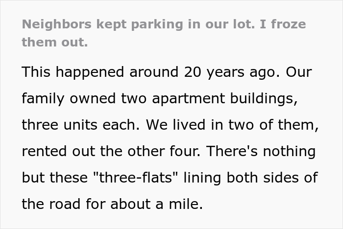 After Their Neighbors Illegally Filled Their Parking Lot, This Resident Froze Them In Place