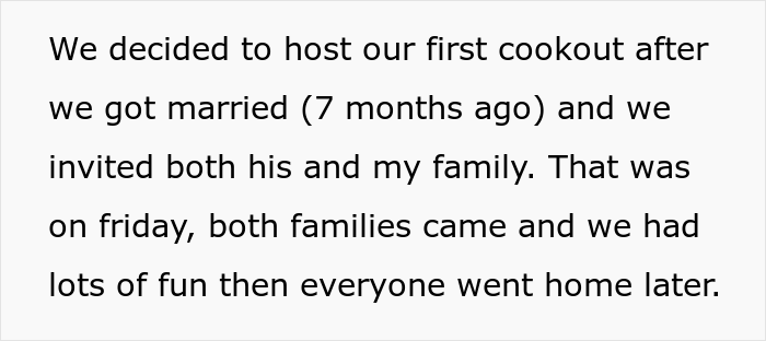 Woman Learns Her Husband Made Her Family Pay For A Cookout They Attended At His 'Luxurious' House While Her In-Laws Enjoyed It For Free