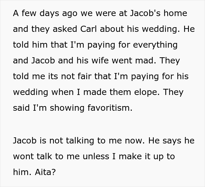 Guy Found Out That Dad Is Planning To Pay For His Brother’s Wedding, Said He Won’t Talk To Him Because He Refused To Fund His Guy Found Out That Dad Is Planning To Pay For His Brother’s Wedding, Said He Won’t Talk To Him Because He Refused To Fund His