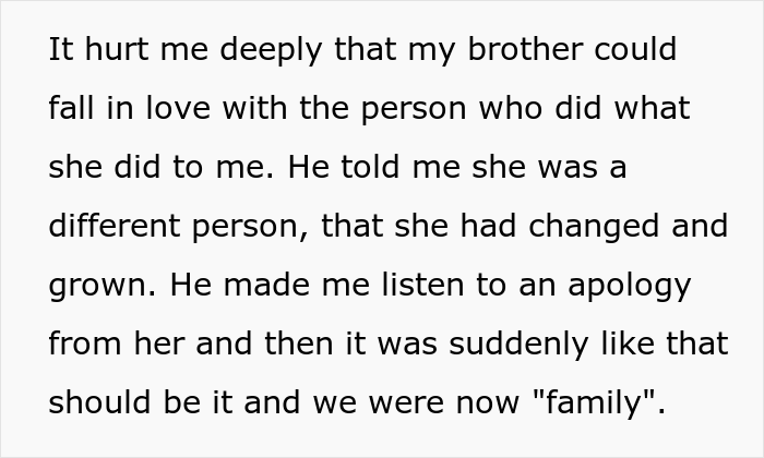 Woman Upset She Doesn't Get To Do Anything Special In Husband's Sister's Wedding, Despite Her Being A Huge Bully To Sister Back In The Day Woman Upset She Doesn't Get To Do Anything Special In Husband's Sister's Wedding, Despite Her Being A Huge Bully To Sister Back In The Day