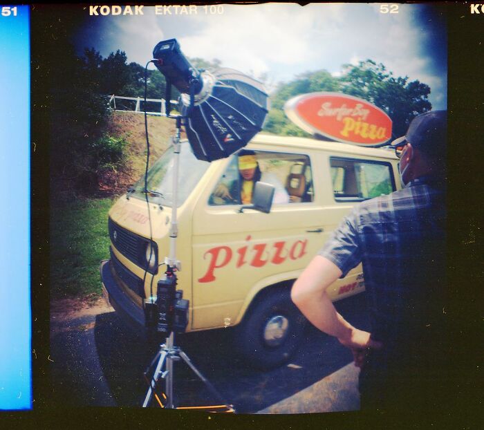 Here’s Argyle Behind The Wheel Of His Pizza Delivery Van.