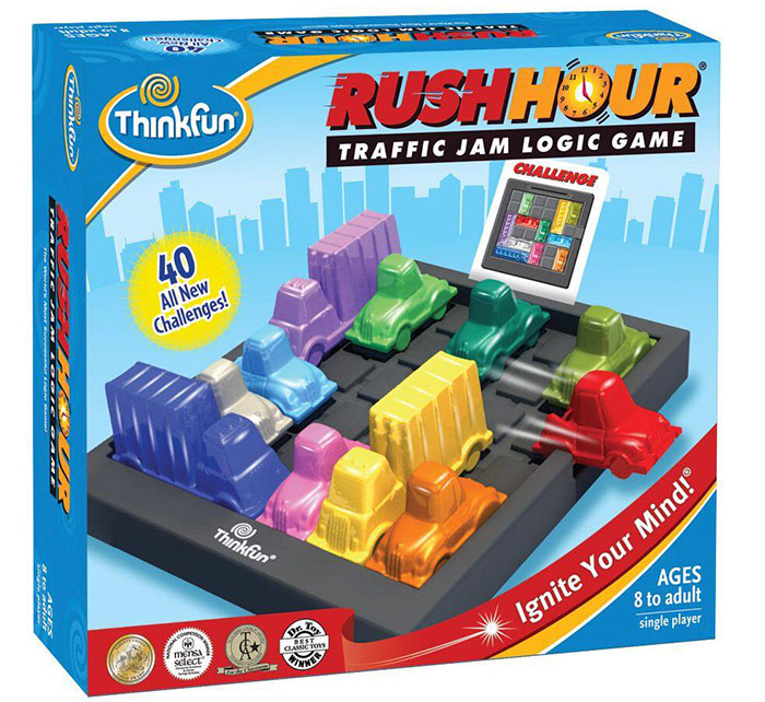 Rush Hour board game with colorful car pieces and a logic puzzle featured among the best board games for a night in.