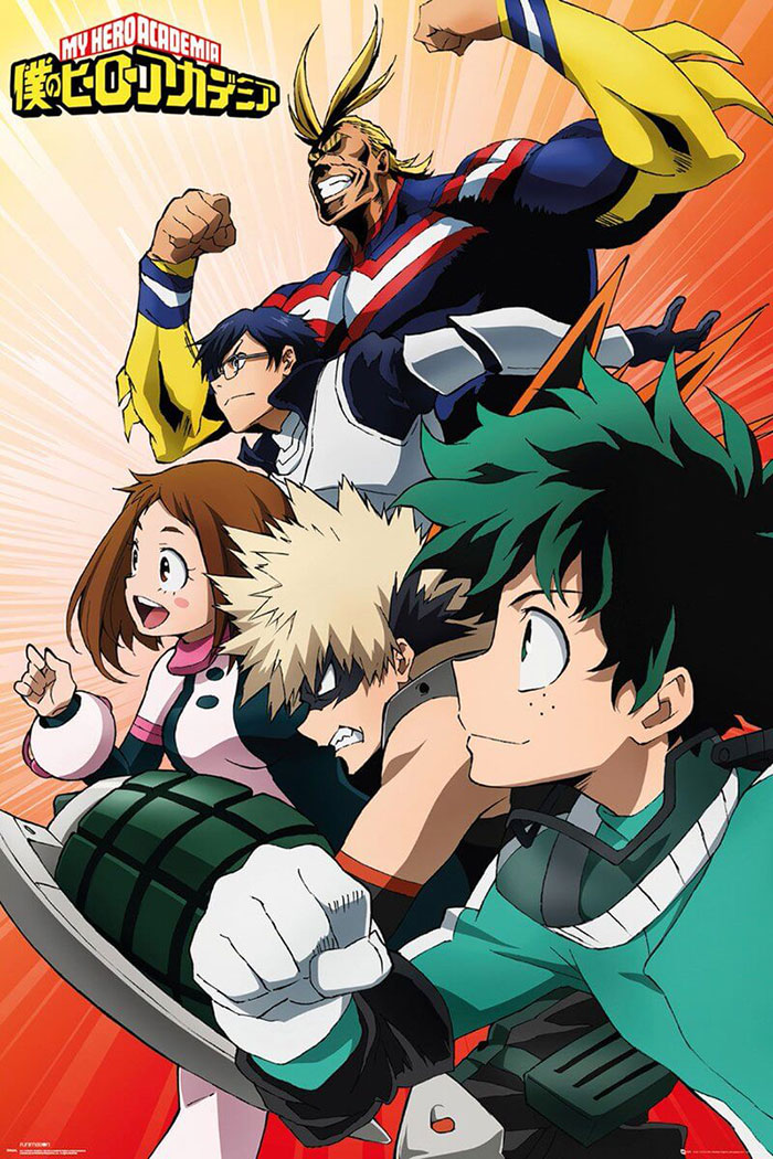 Anime poster for "My Hero Academia"