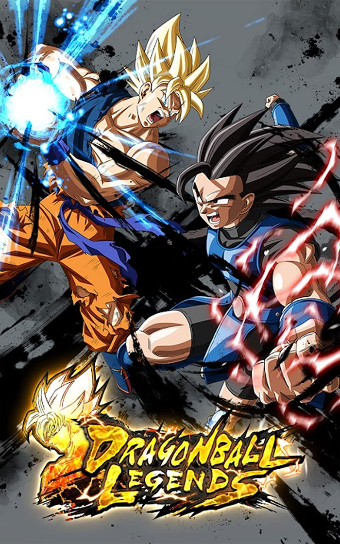 Dragon Ball Legends characters in intense battle, showcasing action-packed mobile games with powerful energy attacks.