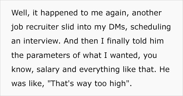Employee Surprised By All Of The HRs Who Reach Out To Him First But Then Tell Him He Wants Too Much Pay, Takes It To Social Media