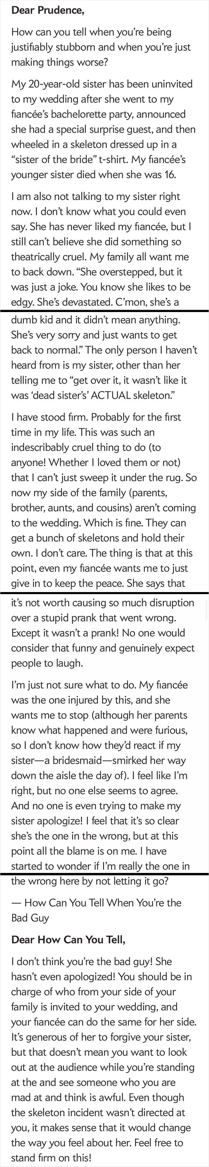 Bridesmaid/Sil From Hell From Dear Prudence