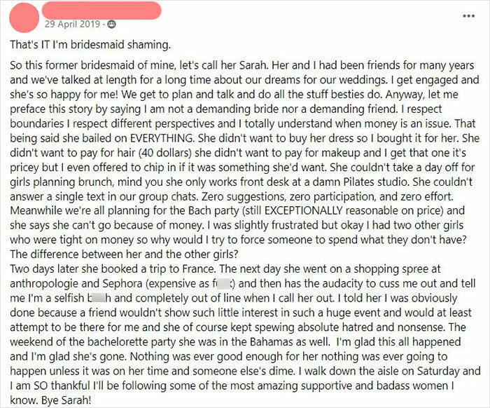 Shaming Bridesmaid