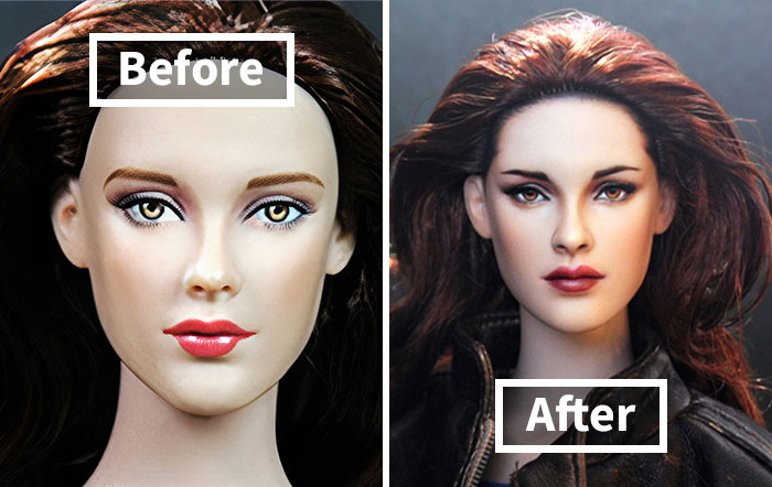 Artist Repaints Mass-Produced Celebrity And Character Dolls To The Point They Look Naturally Lifelike (30 New Pics)