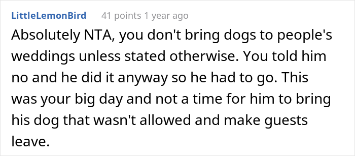 Bride Asks Brother-In-Law Not To Bring His Dog To Her Wedding, BIL Ends Up Being Kicked Out For Ignoring Bride&rsquo;s Request