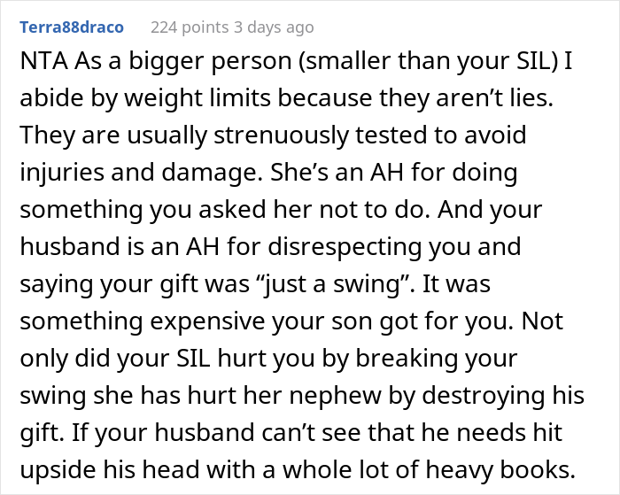 420ish Lbs Sister-In-Law Destroys Beloved Garden Swing After Being Asked Not To Sit In It Because Of Its Weight Limit, Family Drama Ensues