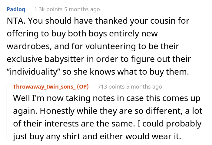 Mom Decided To Dress Her Twin Boys In Two Different Colors To Tell Them Apart, Cousin Goes "Ballistic" On Her