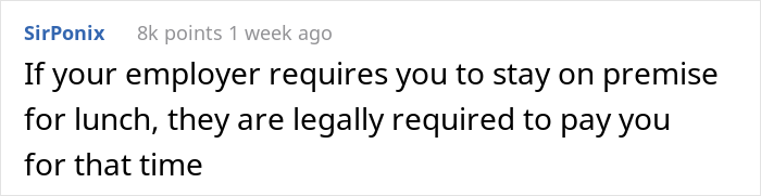 Entitled Boss Gets Slammed Online For Expecting Employees To Not Leave The Building During Lunch Hours