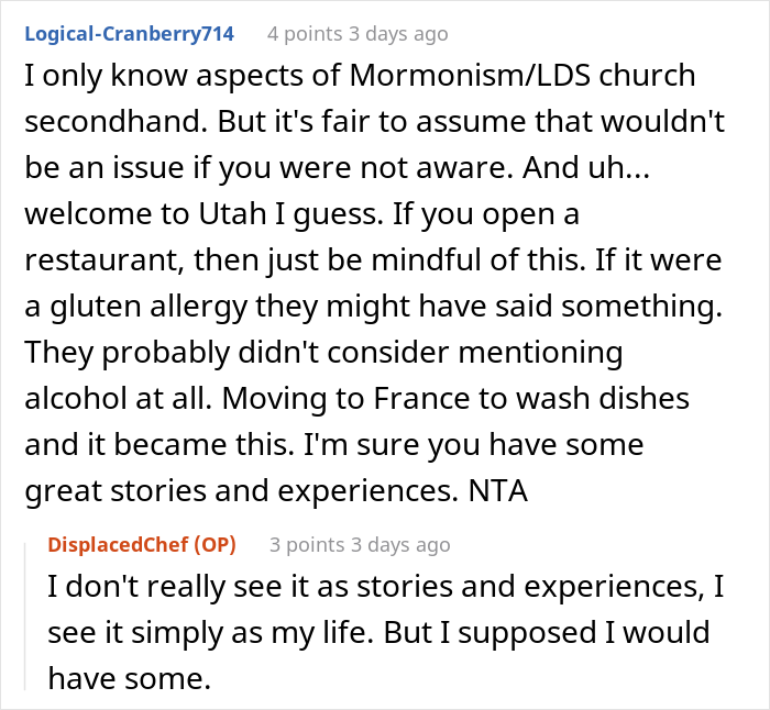 New Neighbor Gets Blasted By Mormon Guests After Dinner As They Discovered That The Sauce He Made Contained Red Wine