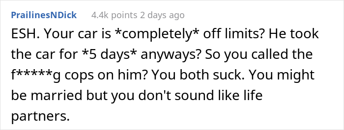 Husband Sells His Car To Fund His Brother’s Wedding, Wife Calls The Police On Him When He Takes Her Car As She Made It Clear It Was “Off Limits” Husband Sells His Car To Fund His Brother’s Wedding, Wife Calls The Police On Him When He Takes Her Car As She Made It Clear It Was “Off Limits”