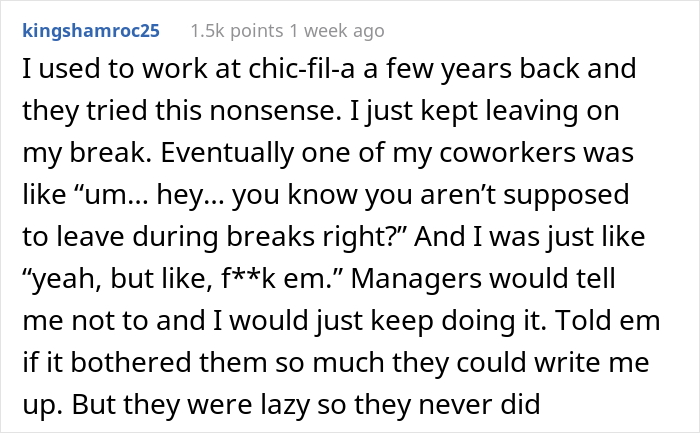 Entitled Boss Gets Slammed Online For Expecting Employees To Not Leave The Building During Lunch Hours