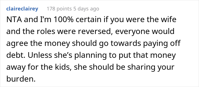 Husband Said No To Wife’s Personal Expenses After She Got A Huge Inheritance, But Didn’t Want To Share It To Pay Off His Student Loans Husband Said No To Wife’s Personal Expenses After She Got A Huge Inheritance, But Didn’t Want To Share It To Pay Off His Student Loans