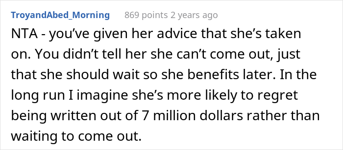 Teen Would Lose $7M If She Came Out As Gay, Uncle Asks If He Was A Jerk To Tell Her To Stay In The Closet