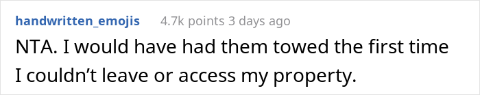 Entitled Neighbors Get Their Car Towed After Repeatedly Parking In Man&rsquo;s Driveway And Ignoring His Requests To Stop