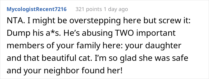 Man Lets Out An Indoor Cat He Hates "Probably Hoping For Her To Get Lost", Fianc&eacute;e Goes Off At Him In Front Of His Whole Family
