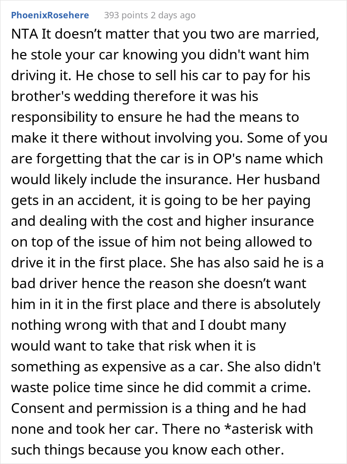 Husband Sells His Car To Fund His Brother’s Wedding, Wife Calls The Police On Him When He Takes Her Car As She Made It Clear It Was “Off Limits” Husband Sells His Car To Fund His Brother’s Wedding, Wife Calls The Police On Him When He Takes Her Car As She Made It Clear It Was “Off Limits”