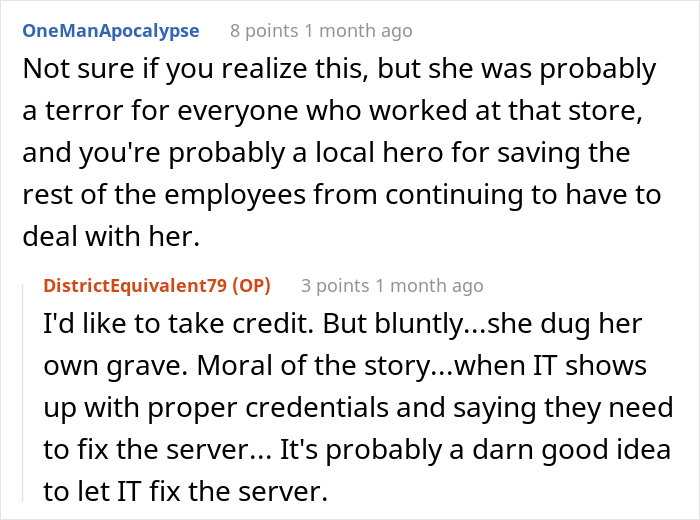 Store Manager Thinks The IT Guy Has No Right To Disrupt Her Lunch Break, Calls His Boss To Report On Him, Gets Fired Herself Instead
