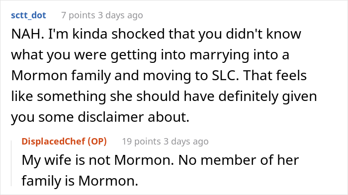 New Neighbor Gets Blasted By Mormon Guests After Dinner As They Discovered That The Sauce He Made Contained Red Wine