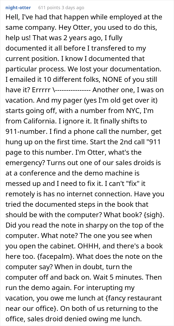Former Employee Maliciously Complies And "Forgets Everything About The Company", In 10 Years The Boss Gets In Touch To Ask For Help