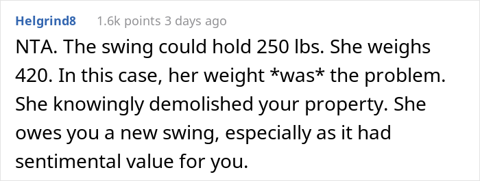 420ish Lbs Sister-In-Law Destroys Beloved Garden Swing After Being Asked Not To Sit In It Because Of Its Weight Limit, Family Drama Ensues