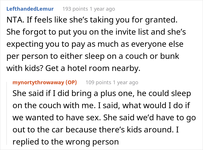 Woman Is Not Given Bridesmaid Duties And Has To Sleep On The Couch At Friend&rsquo;s Wedding So She Asks If She&rsquo;s Right For Not Wanting To Pay For Lodging