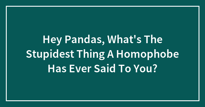 Hey Pandas, What’s The Stupidest Thing A Homophobe Has Ever Said To You? (Closed)