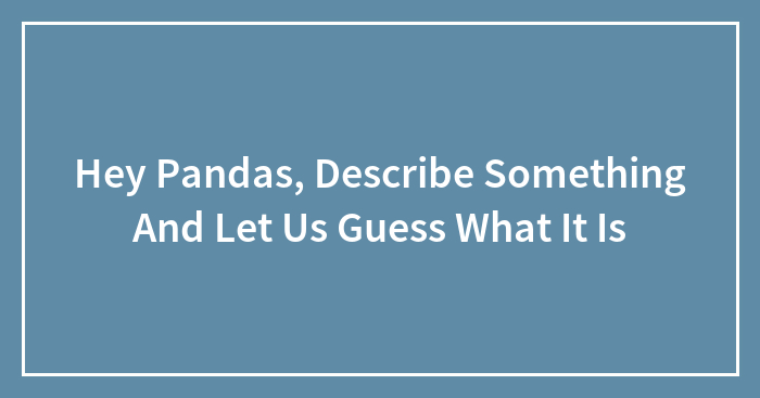 Hey Pandas, Describe Something And Let Us Guess What It Is