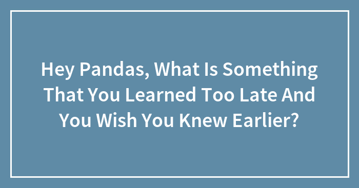 Hey Pandas, What Is Something That You Learned Too Late And You Wish You Knew Earlier? (Closed)