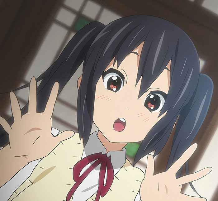 Anime character with long dark hair and wide eyes, wearing a uniform, reaching out. Favorite female anime character.