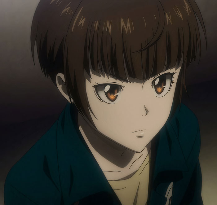 Anime character with short brown hair and intense expression, one of the favorite female characters according to fans.