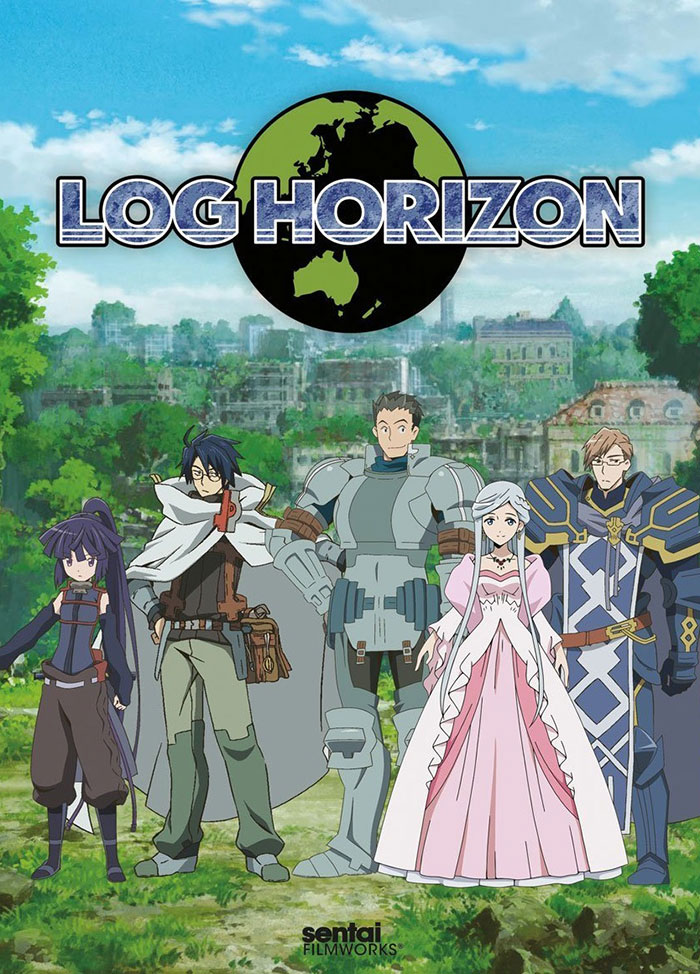 Log Horizon anime characters standing together in a field, perfect for kids and family-friendly viewing.