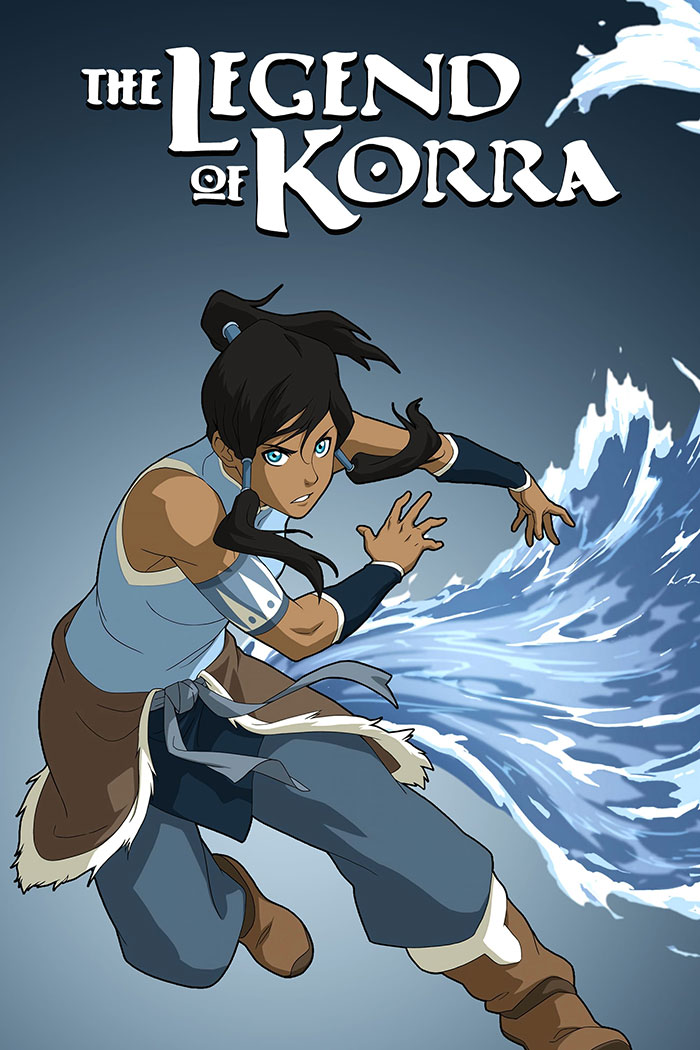 Anime character Korra bending water, showcasing action and adventure for kids.