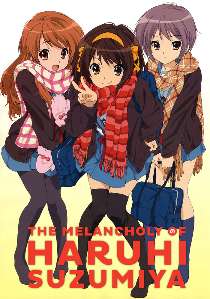 Three anime characters in colorful outfits with scarves, perfect for kids and family viewing.