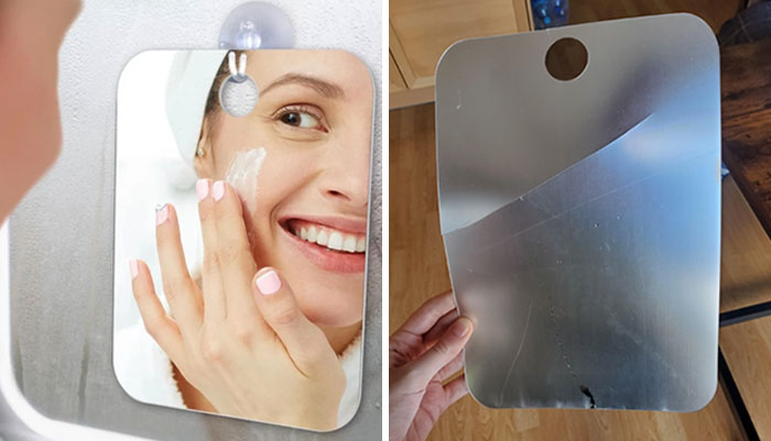 Anti-Fog Shower Mirror Came Pre-Fogged. And Broken