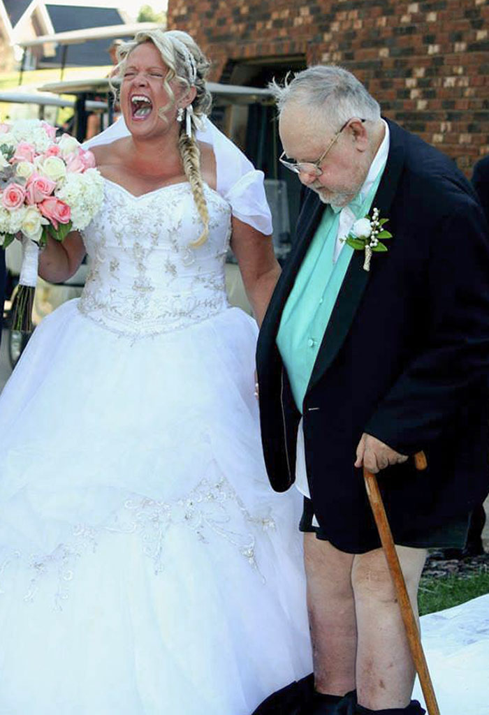 2 Steps Into Walking Down The Aisle. He Said "Goddamit Jeri, Did My Pants Just Fall Down?"