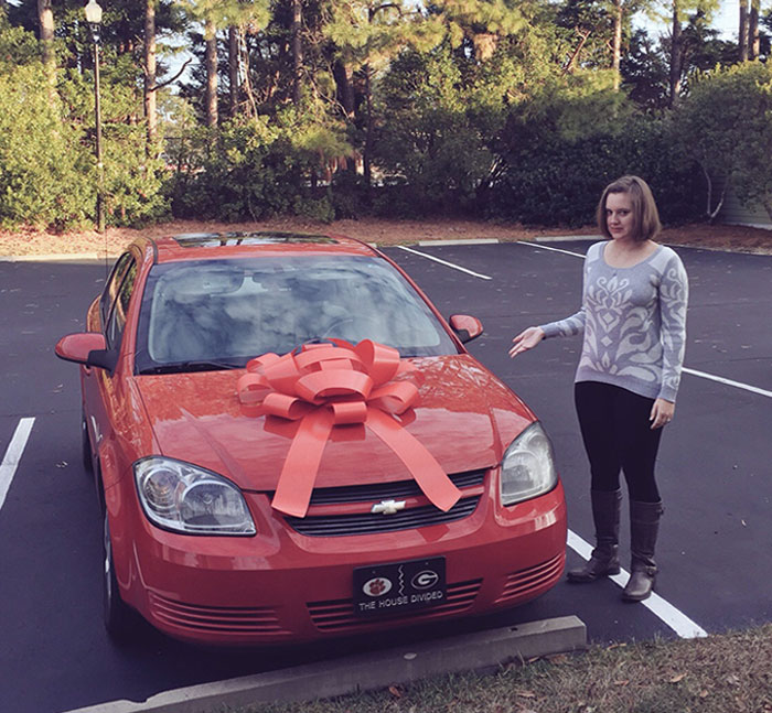 Couldn't Afford To Get My Wife A Lexus For Christmas So I Got One Of Their Bows Instead And Put It On Her Car