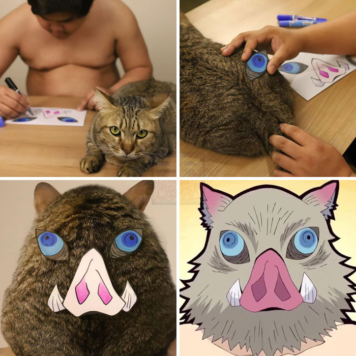 Man cosplay Inosuke from Demon Slayer