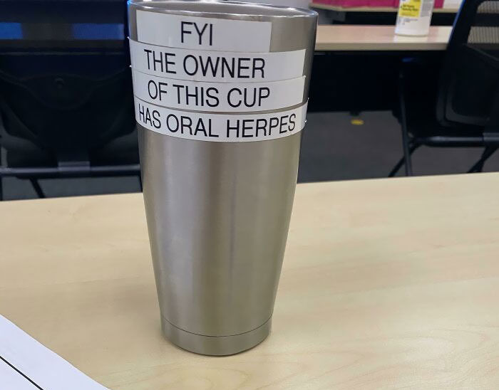 My Dad Said People At Work Wouldn’t Stop Using His Personal Cup, So This Was His Solution