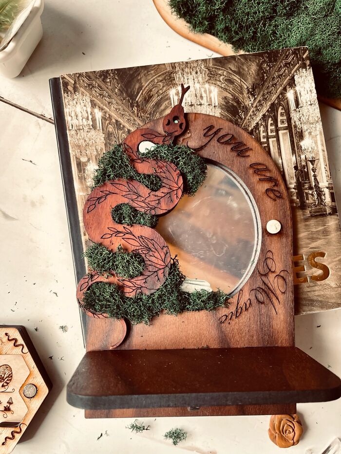 Carved Goblincore Mirror For My Little On Glowforge Carved Goblincore Mirror For My Little On Glowforge