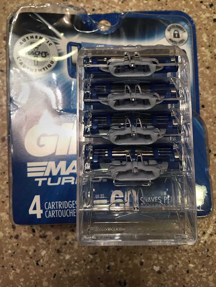 Gillette Now Sells 4 Packs Of Blades Instead Of 5 Packs. Still The Same Price And Even The Same Packaging