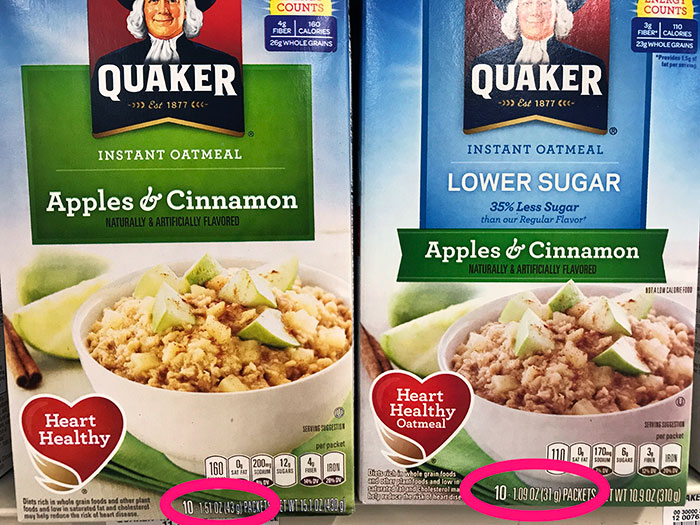 Quaker Oatmeal Advertises 35% Less Sugar, But In Reality, They're Just Selling 35% Smaller Portions But For The Same Price