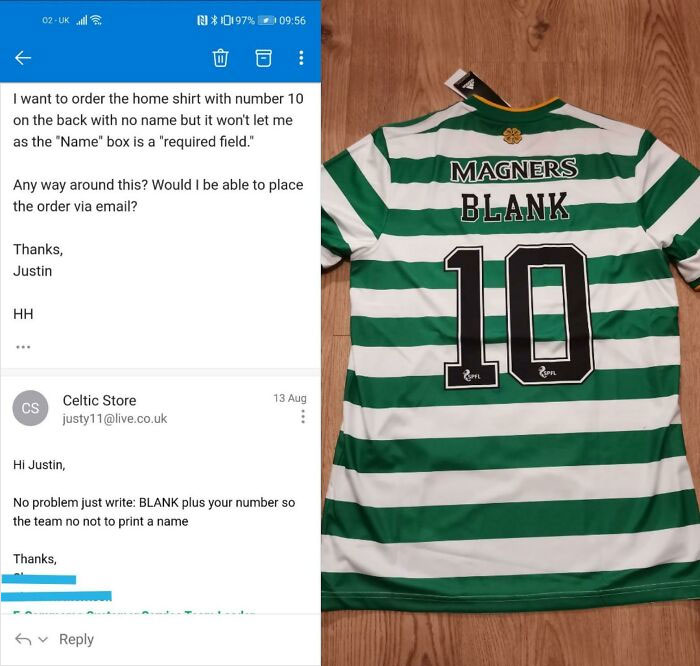 When A Man Wants To Order A Football Shirt With No Name On The Back